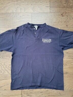 Vintage 1995 Eagles Tour Navy Henley Concert T-Shirt - Graphic Tour Logo